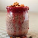 Pouding de chia protéiné chocolat et fraise