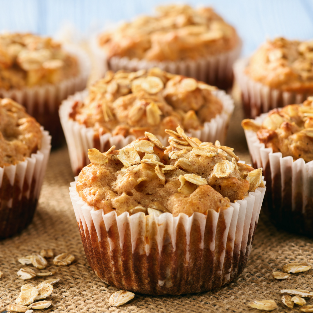 Muffins protéinés hyper moelleux avoine et pommes